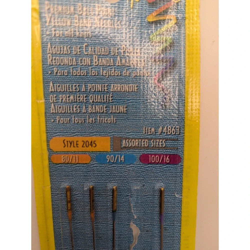 Singer‎ Ball Point Yellow Band Sewing Machine Needles Style 2045 Assorted 4863